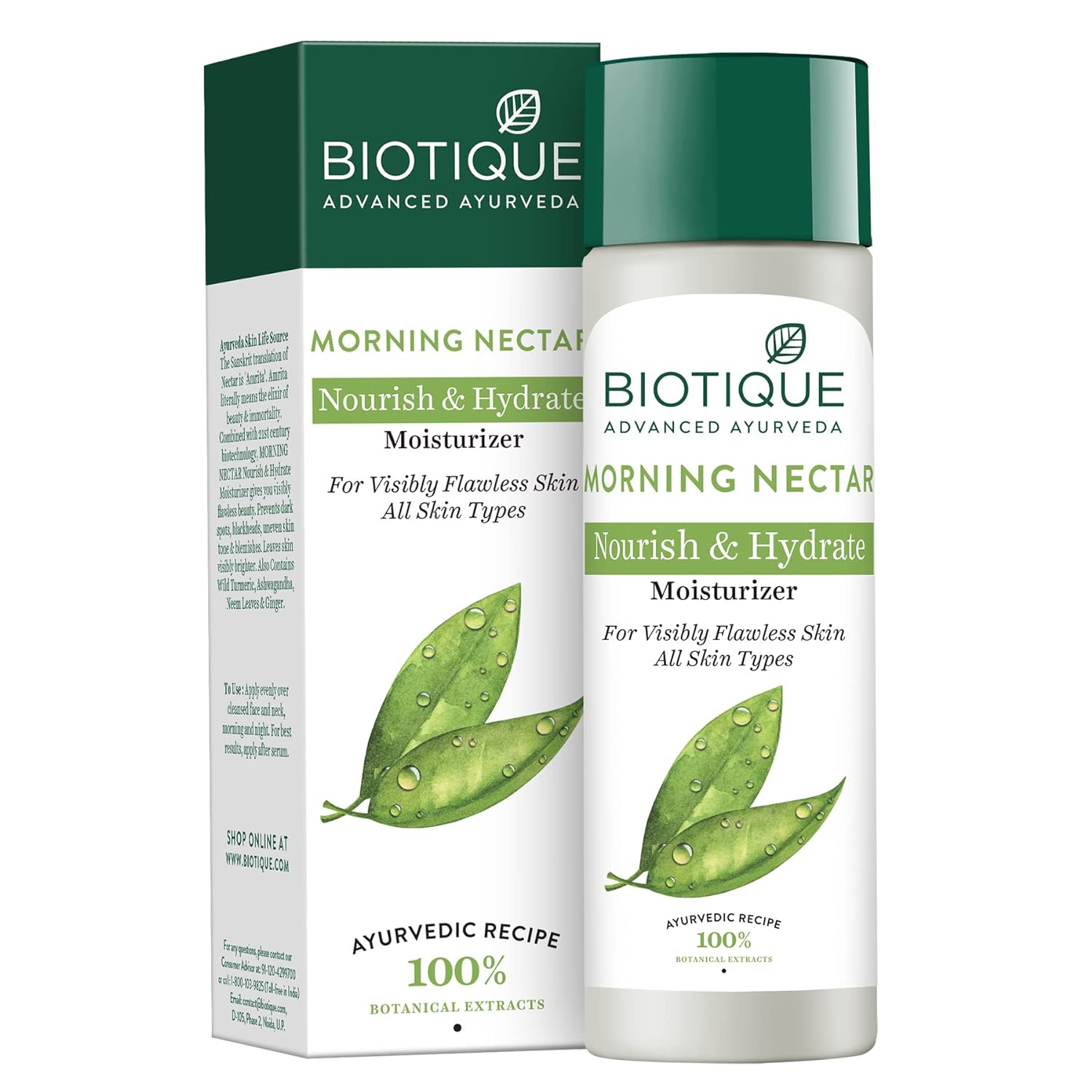 biot2 - Biotique Morning Nectar Flawless Skin Moisturizer l Prevents Dark spots, Blackheads and Blemishes l Visibly Flawless Skin l Nourishes and Hydrates Skin l All Skin Types l 190ml - Looknstyle