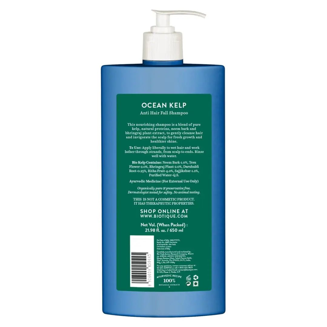 bio57 - Biotique Ocean Kelp Anti - Hair Fall Shampoo For Hair Growth Therapy (650ml) - Looknstyle