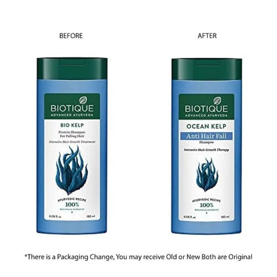bio451 - Biotique Ocean Kelp Anti Hairfall Shampoo | Intensive Hair Growth Therapy| Anti Hairfall Shampoo that Maintains Shine |100% Botanical Extracts | Suitable for All Hair Types |180ml - Looknstyle