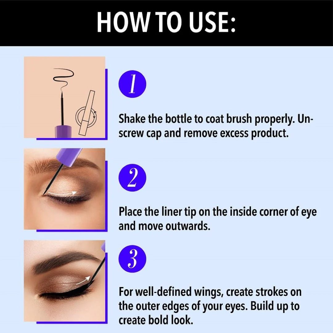buelnr - Blue Heaven One stroke Liquid Black Glossy Eyeliner, 3.5ml - Looknstyle