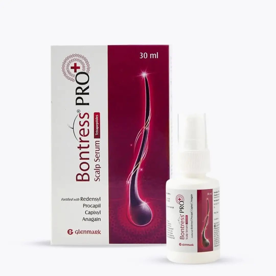 GLENMARKBONTRESSPROSCALPSERUM - Bontress PRO+ Scalp Serum Fortified with Redensyl, Anagain, Capixyl,Procapil | Hair Serum for Hair Growth & Hair Fall 30ml - Looknstyle