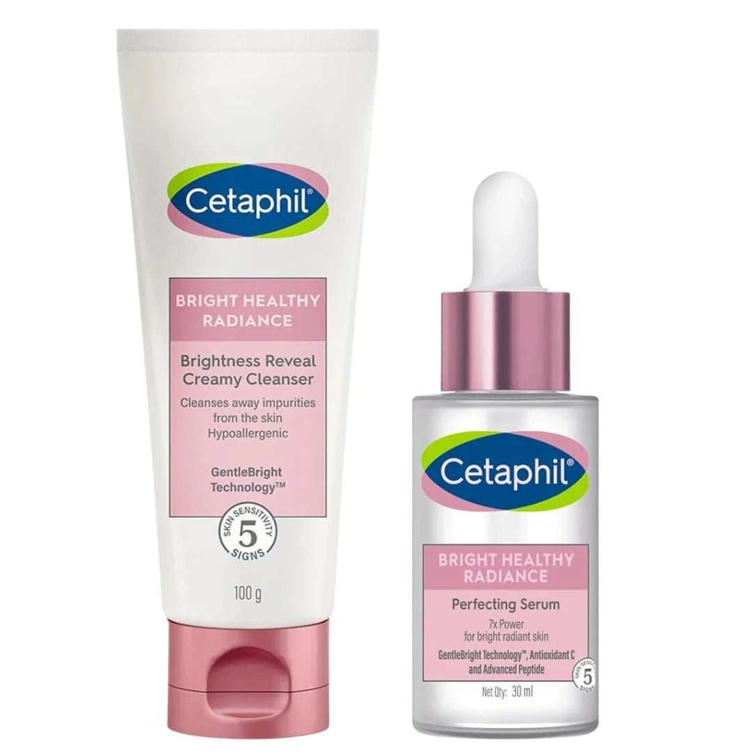 Cetaphil Bright Healthy Radiance Brightening Glow Serum30ml & Brightness Reveal Creamy Cleanser 100g - Deals999
