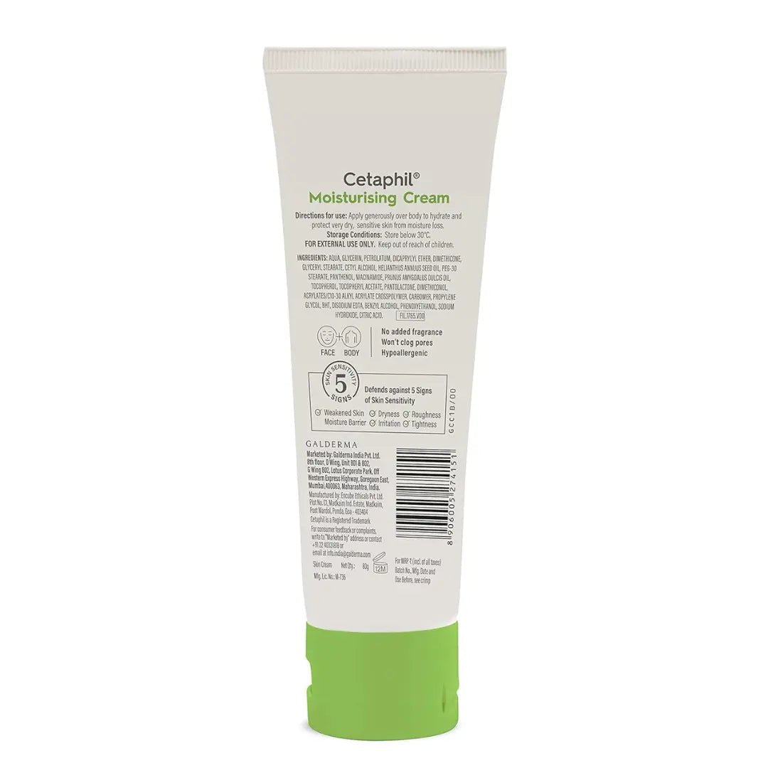 clmgc80g - Cetaphil Moisturising Cream | Dry To Normal, Sensitive Skin (80gm) - Looknstyle