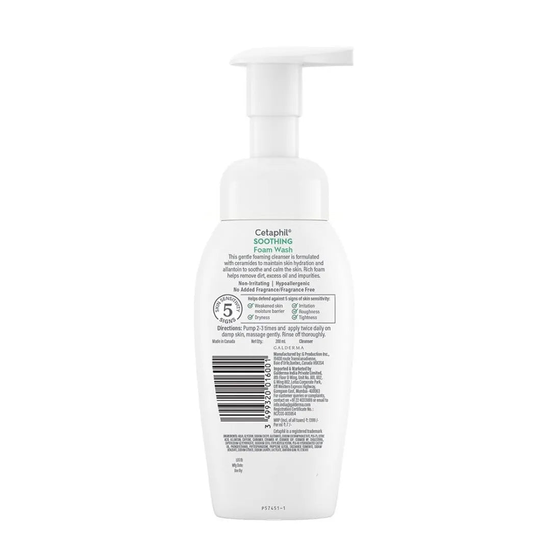 cetsootfom - Cetaphil Soothing Foam Face Wash 200ml | Foaming Cleanser With Triple Ceramides for Sensitive Skin| Paraben, Sulphate & Allergen Free - Looknstyle