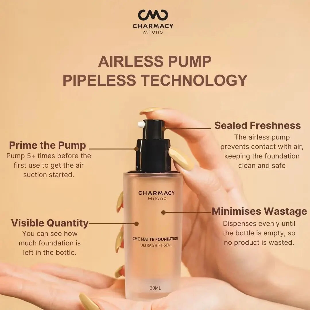 Charmacy Milano Matte Foundation - 02 - 24Hr, SPF25, Waterproof, Full Coverage, Lightweight, HD Finis - Deals999