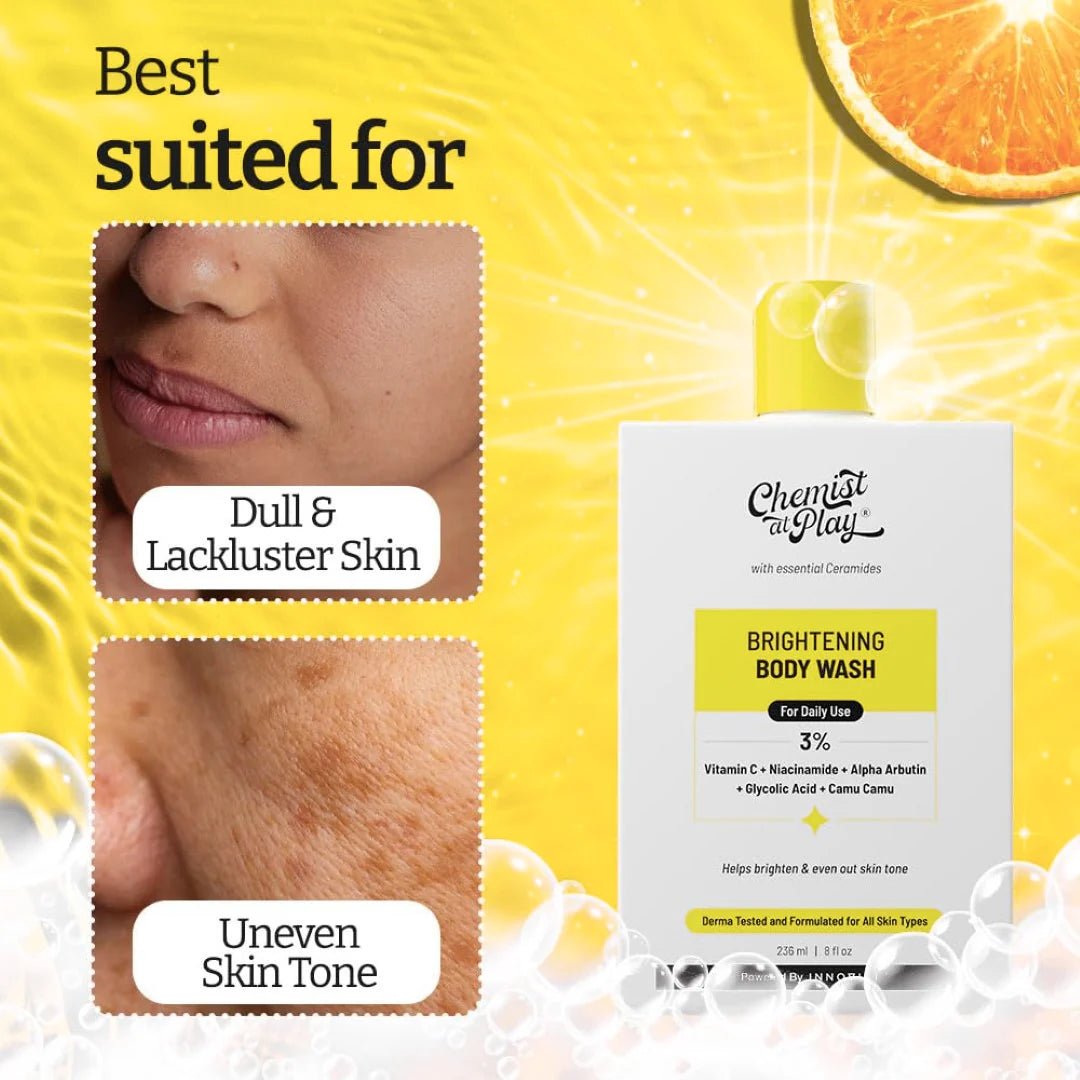 cap2 - Chemist At Play AHA Body Lotion with 5% Natural AHA, Niacinamide, Shea Butter | For Exfoliating Dry & Dead Skin Cells, Deep Nourishment & Radiant Skin | Skin Brightening Lotion | 236ml - Looknstyle