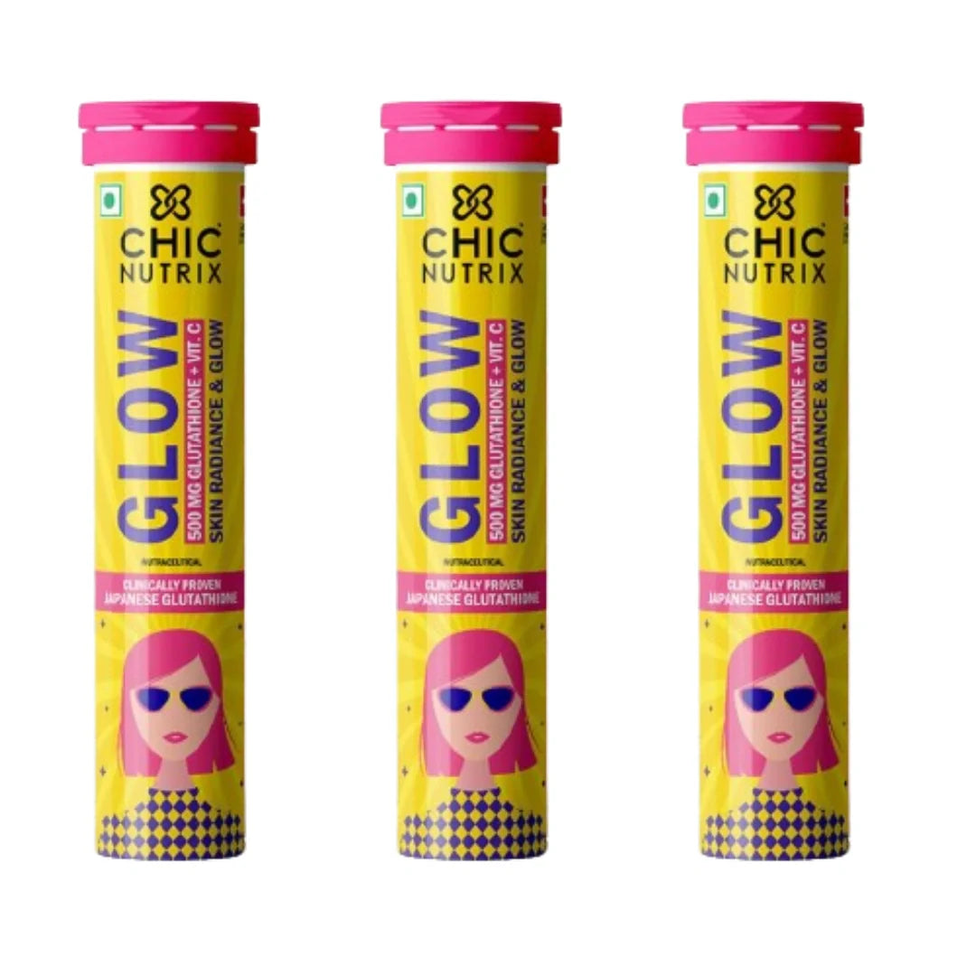 Chicnutrix Glow- 20 Effervescent Tablets| Japanese Glutathione & Vit. C (pack of 3)