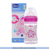 chopkbtl150 - Chicco Well - Being 150 ml Feeding Bottle, Advanced Anti - Colic System, BPA Free, Hygienic Silicone Teat (Pink) - Looknstyle