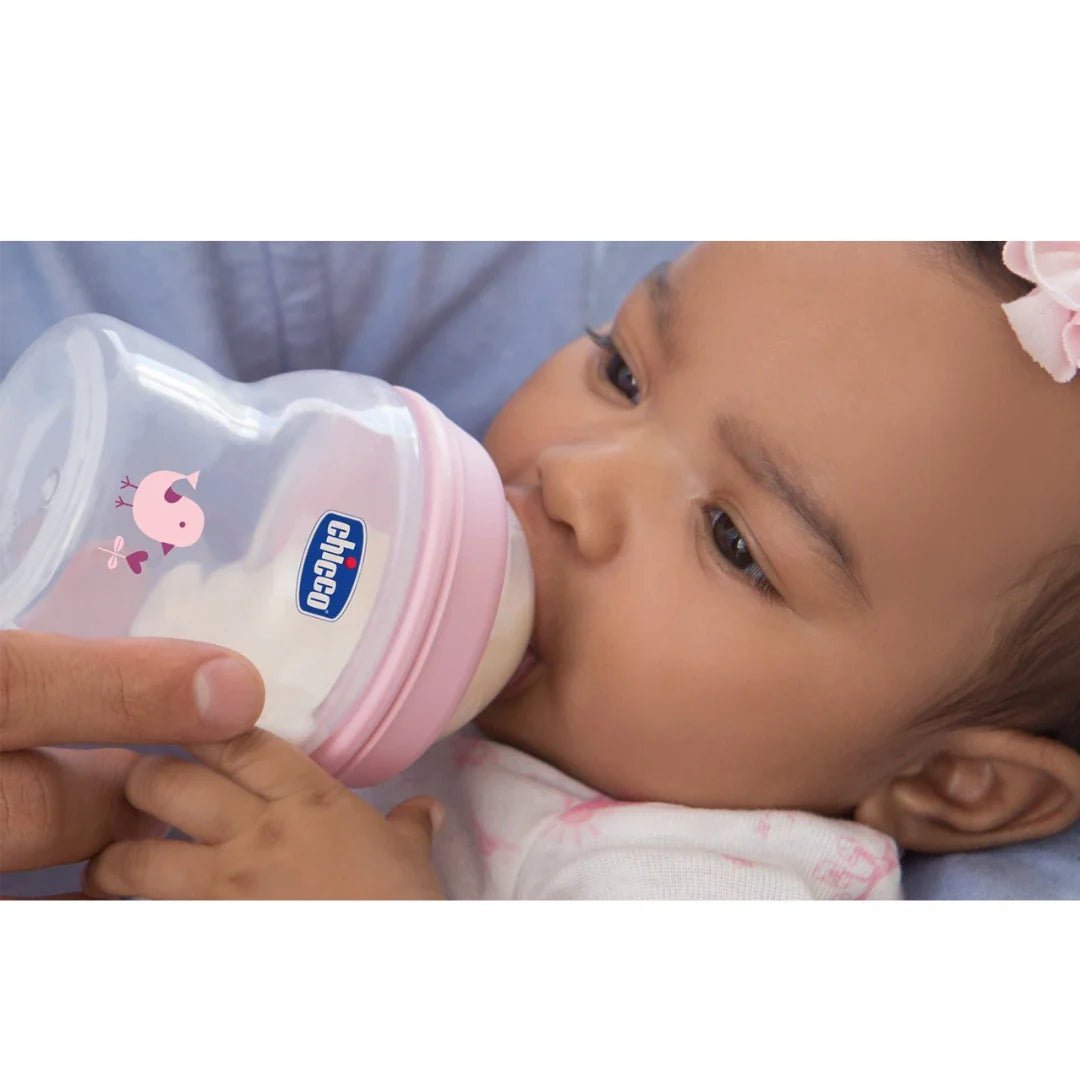 chcbtlpnk1 - Chicco Natural Feeling 330ml Baby Milk Feeding Bottle with Wide Neck, Anti - Colic for Easy Milk Flow, for Babies & Toddlers 6m+ (Pink) - Looknstyle