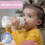 chcblbtl1 - Chicco Natural Feeling 330ml Baby Milk Feeding Bottle with Wide Neck, Anti - Colic for Easy Milk Flow, for Babies & Toddlers 6m+ (Blue) - Looknstyle