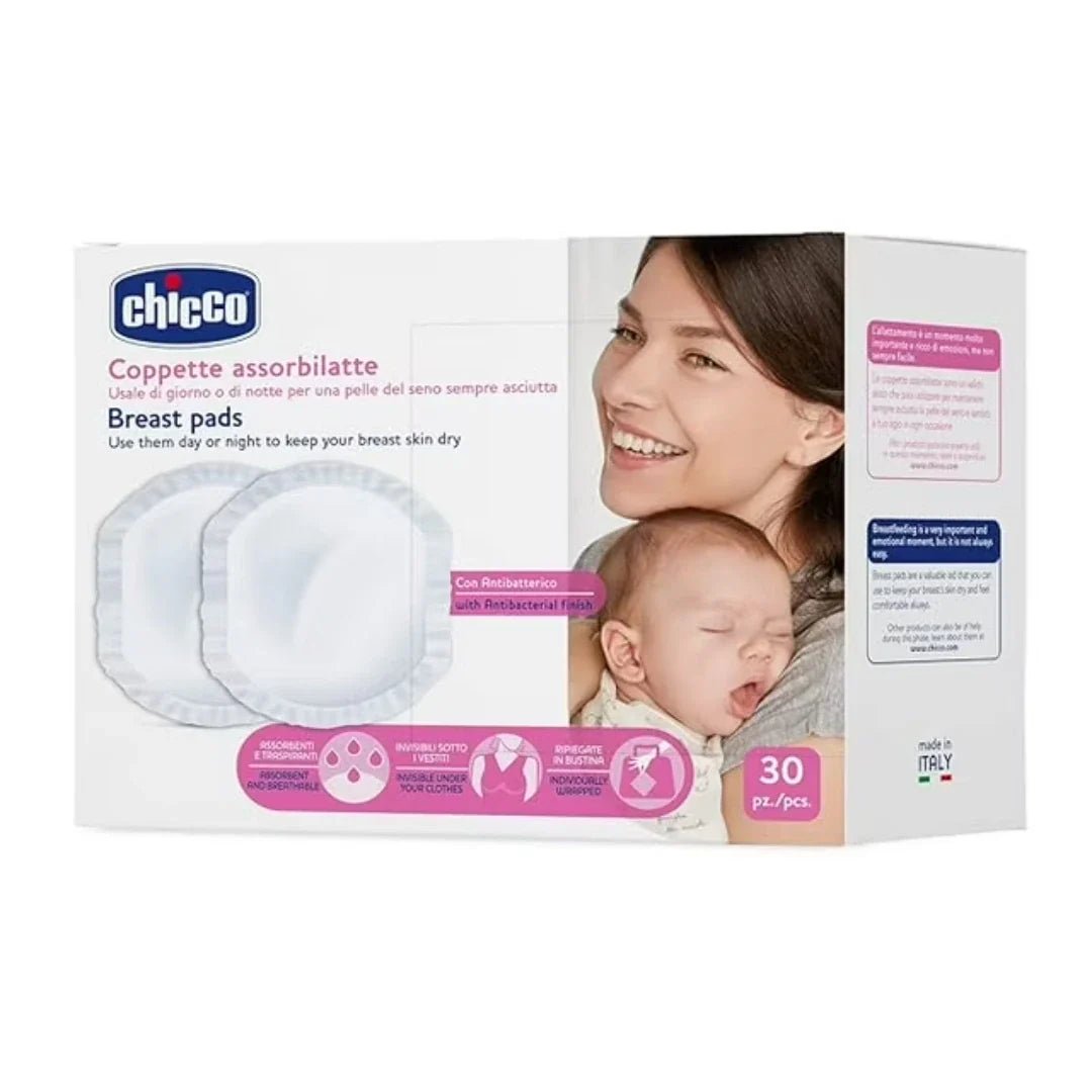 chcbrstpd - Chicco Anti - Bacterial Nursing Breast Pads, Ultra Thin & Breathable With Super Absorbent Technology, Dermatologically Tested (30 Pieces) - Looknstyle