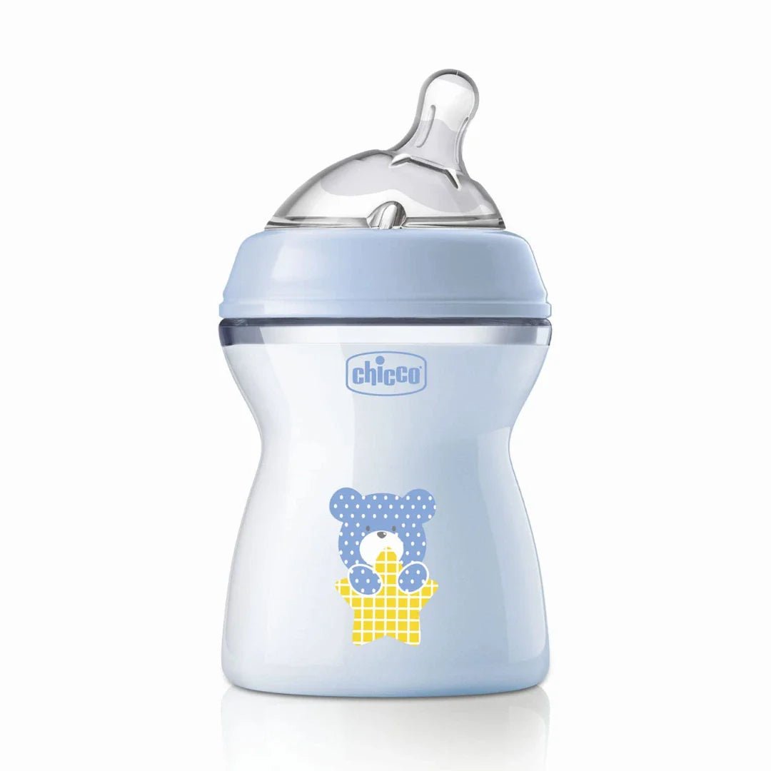 vhvbtleblu250 - Chicco Natural Feeling 250ml Baby Milk Feeding Bottle with Wide Neck, Anti - Colic for Easy Milk Flow, for Babies & Toddlers 2m+ (Blue) - Looknstyle