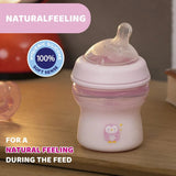 chcbtlepnk150 - Chicco Natural Feeling 150ml Baby Milk Feeding Bottle with Wide Neck, Anti - Colic for Easy Milk Flow, for Babies & Toddlers 0m+ (Pink) - Looknstyle