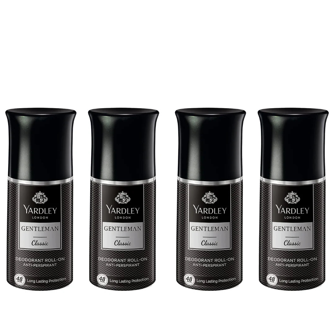 Yardley London Gentleman Classic Deodorant Roll-On| 48-Hours Long Lasting Scent (pack of 4)