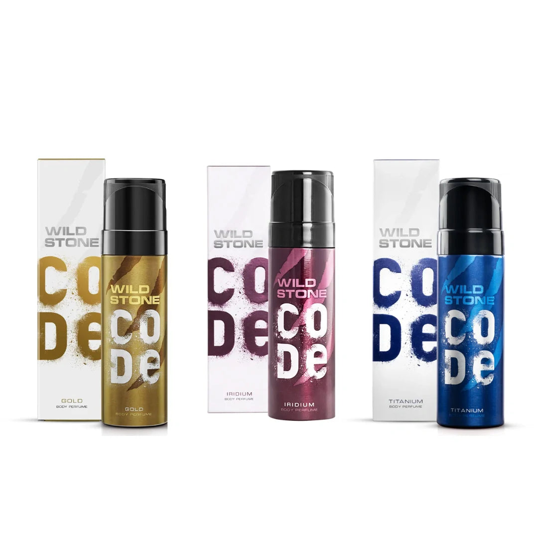 Wild Stone Code Titanium, gold and iridium body perfumes for men (120ml)