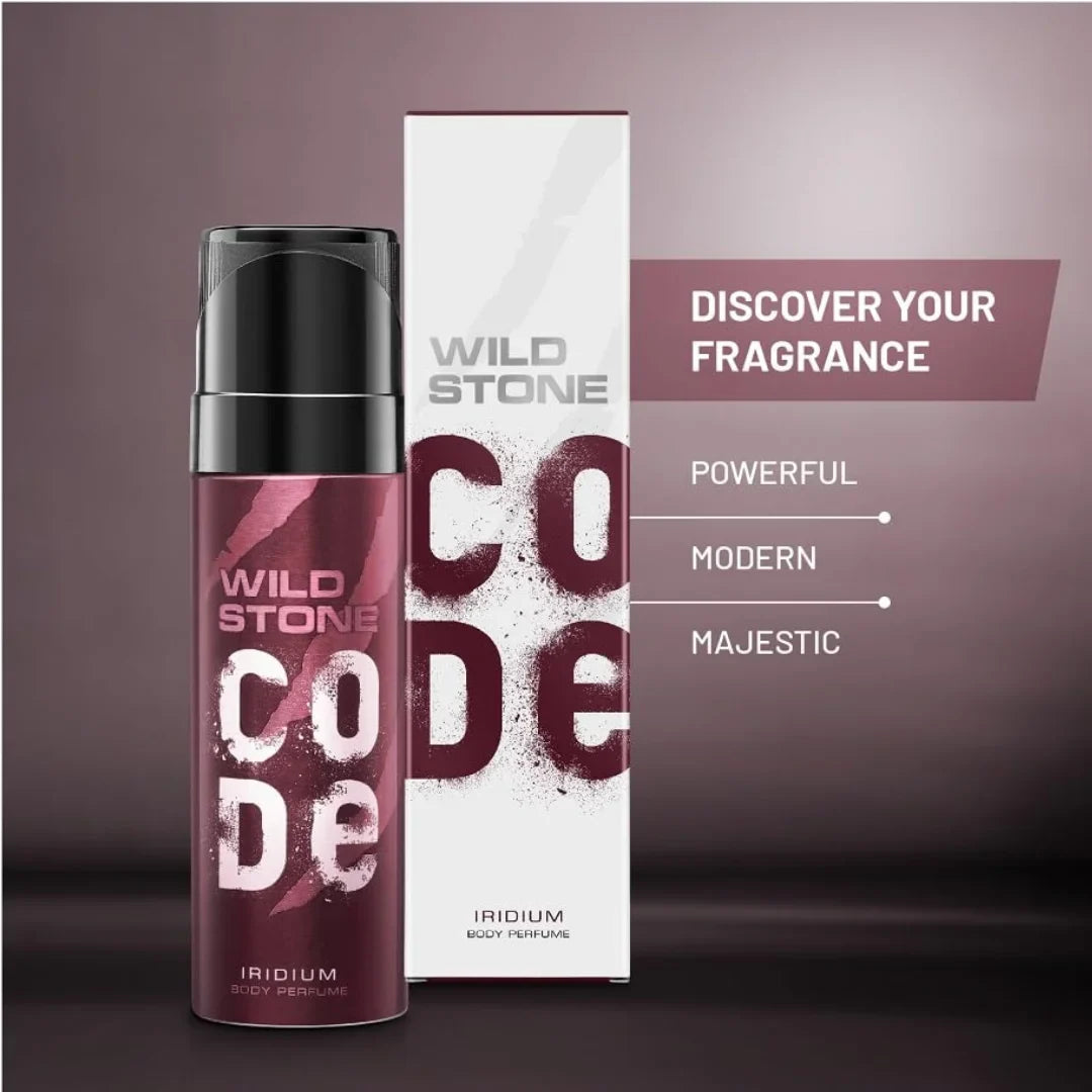 Wild Stone CODE Iridium Body Perfume for Men, 120ml | No Gas Deodorant |