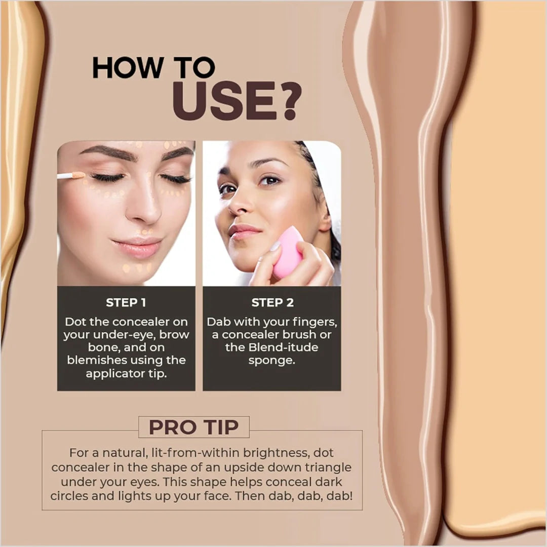 Colorbar Flawless Matte Finish Full Cover Liquid Concealer (001 VELVET, 6 ml) | Smooth, Matte effect | Full Coverage | Long-lasting | Suitable for sensitive skin