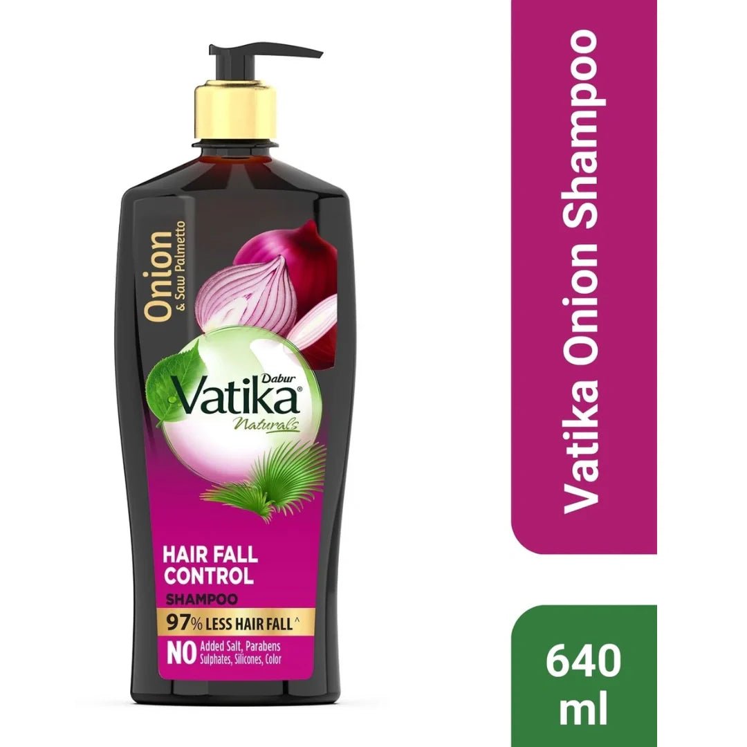 dbrvsha - Dabur Vatika Onion & saw palmetto Hair Fall Shampoo - 640 ml - Looknstyle
