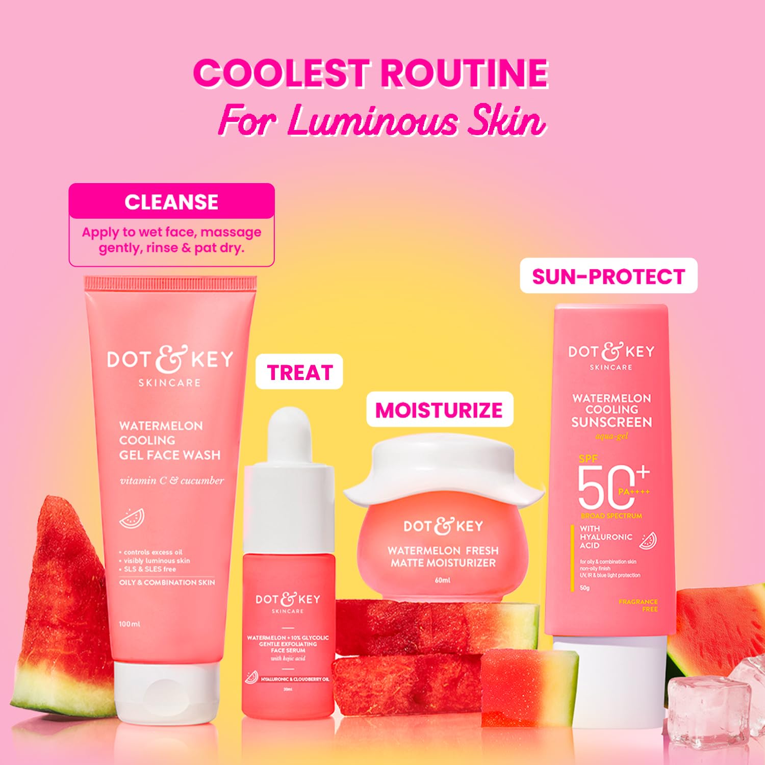 Dot & Key Watermelon Cooling Gel Face Wash With Vitamin C & Cucumber | Face Wash For Glowing Skin|Oil Free |Removes Excess Oil & Dirt | For Combination & Oily Skin| For Women & Men|100Ml - Deals999