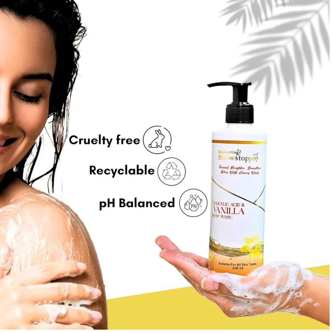 SHOWSTOPPERVANILLABODYWASH - Enchanting Showstopper Salicylic Acid & Vanilla Body Wash for Men & Women | Gentle Exfoliating Body Cleanser for Acne - Prone Skin, Deep Pore. - Looknstyle