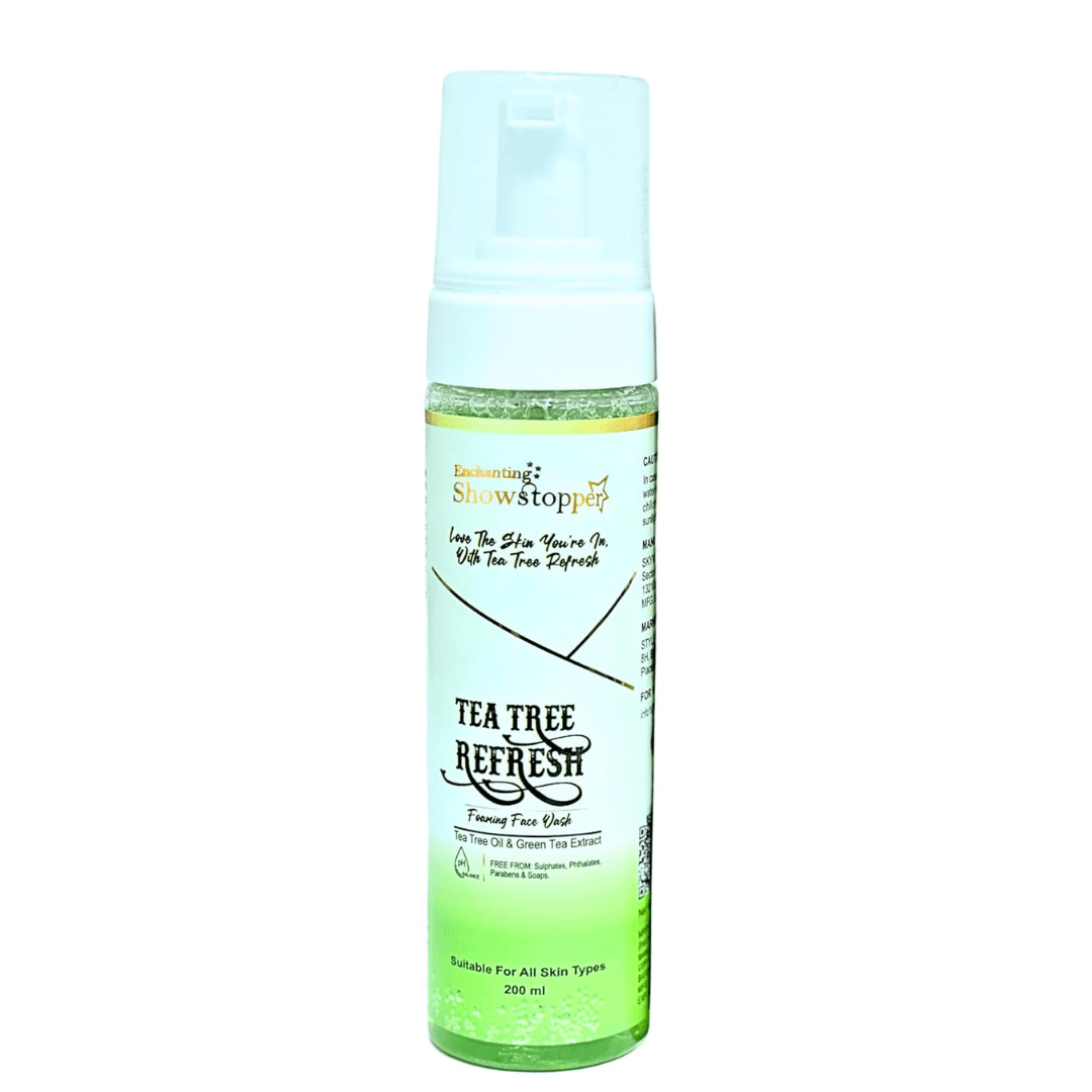 SHOWSTOPPERTEATREEFACEWASH - Enchanting Showstopper Tea Tree Refresh Foaming Face Wash | Deep Pore Cleansing Oil Control Face Cleanser with Tea Tree | Refreshing, pH Balanced Face Wash. - Looknstyle