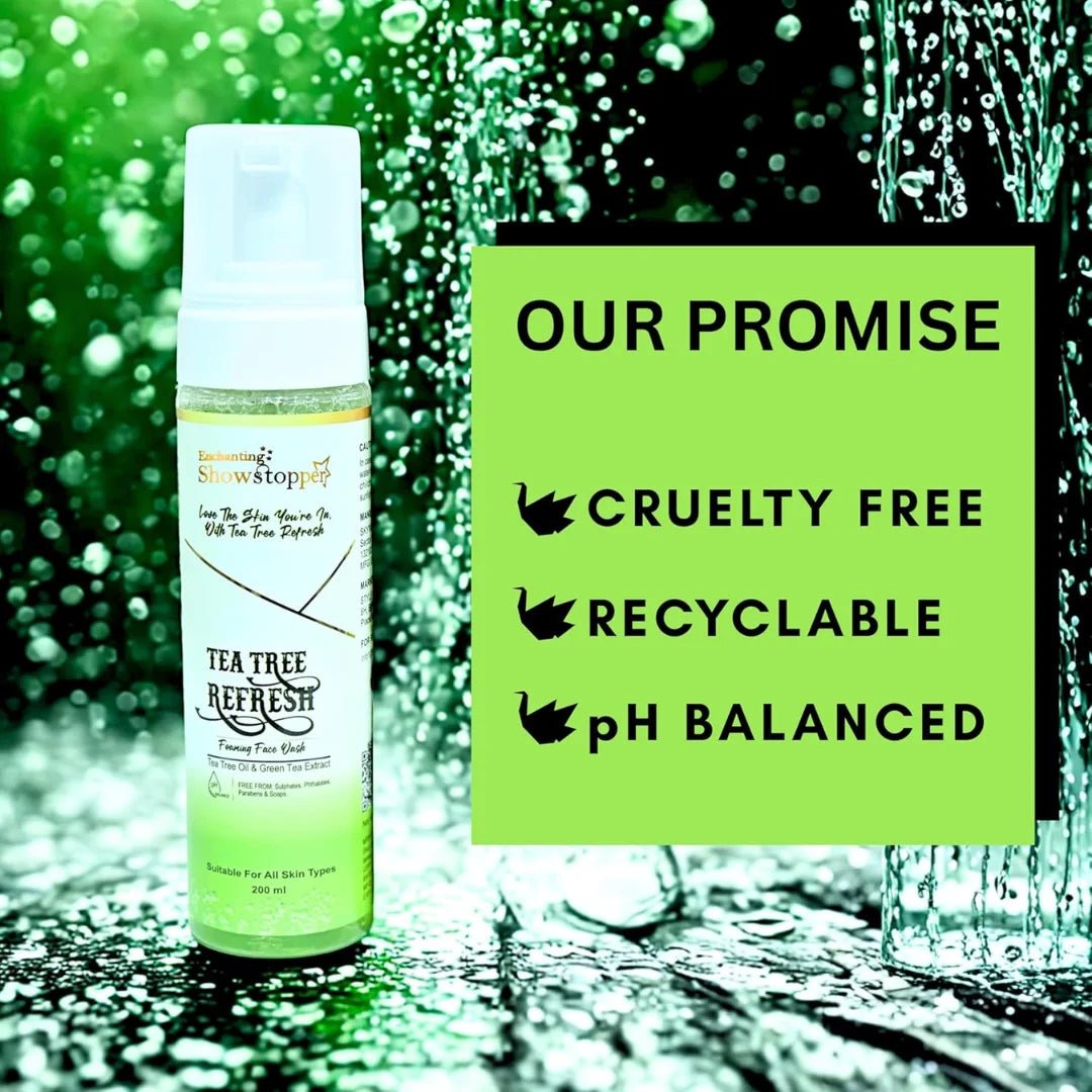 SHOWSTOPPERTEATREEFACEWASH - Enchanting Showstopper Tea Tree Refresh Foaming Face Wash | Deep Pore Cleansing Oil Control Face Cleanser with Tea Tree | Refreshing, pH Balanced Face Wash. - Looknstyle