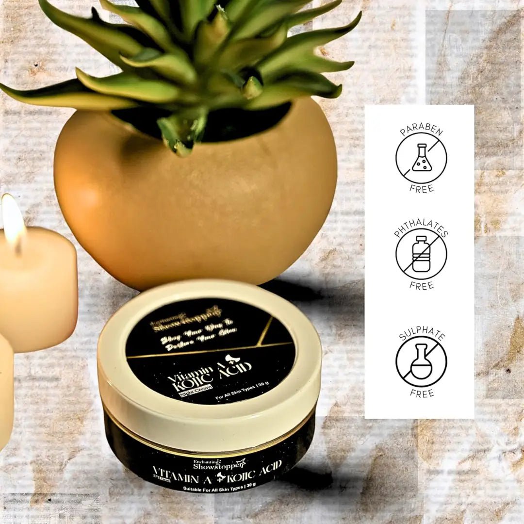 SHOWSTOPPERVITAMINA+KOJICACID - Enchanting Showstopper Vitamin A & Kojic Acid Night Cream with Retinol, Bakuchiol & Squalane | Dark Spot Reduction, Skin Brightening &... - Looknstyle