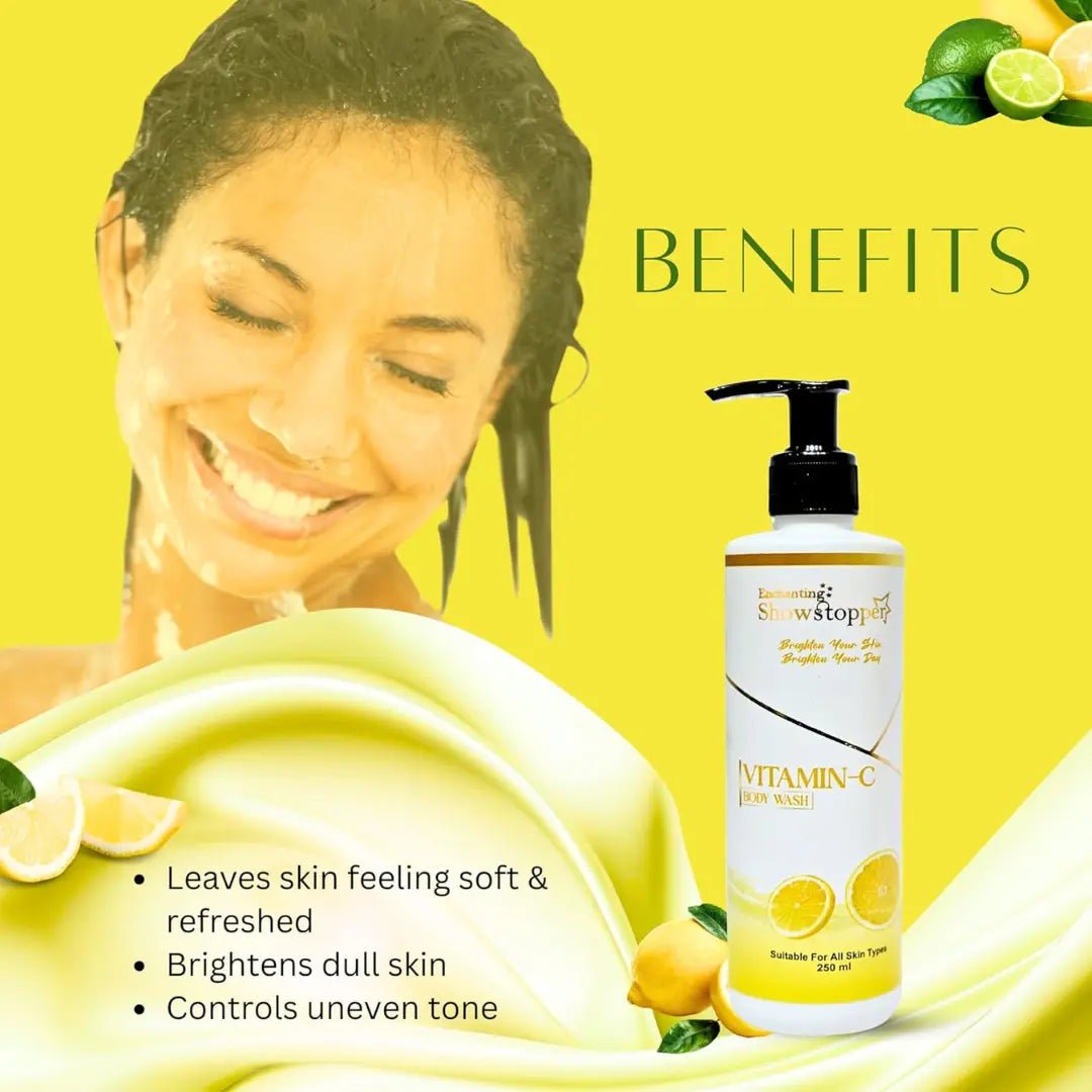 SHOWSTOPPERVITAMIS-CBODYWASH - Enchanting Showstopper Vitamin C Body Wash with Ethyl Ascorbic Acid – Skin Brightening & Hydrating Daily Body Cleanser for Radiant, Smooth Skin | Gentle... - Looknstyle