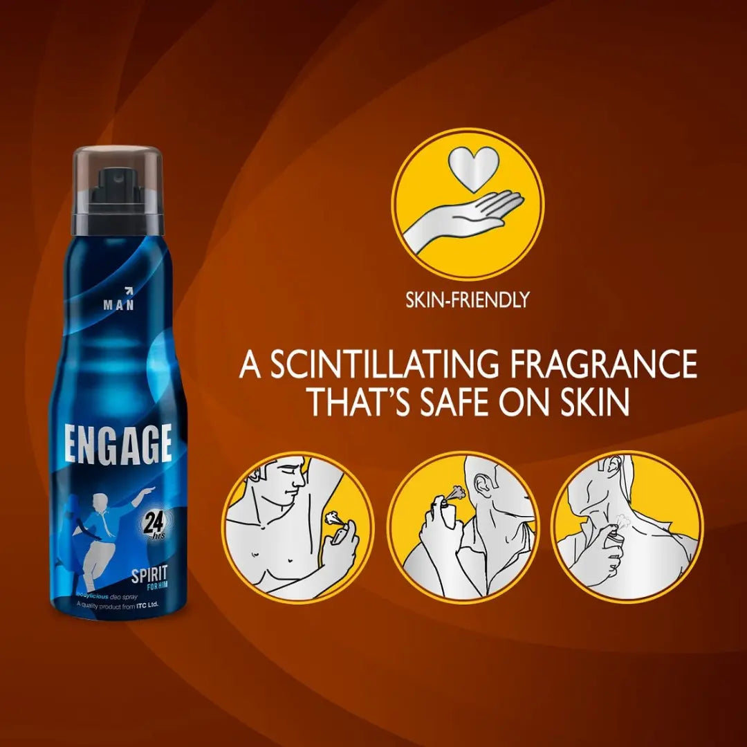 Engage Deo Combo 2 Intrigue & 1 Spirit 165 ml Deodorant Spray - For Men  (495 ml, Pack of 3)