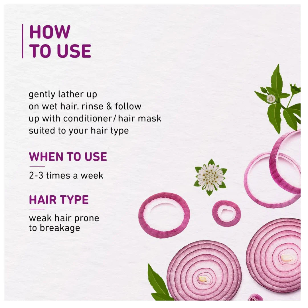 Plum Onion and Biotin Shampoo for Hairfall Control | Paraben Free | Enriched with Onion Extract, Biotin, D-Panthenol | Boosts Scalp Health | 250 ml