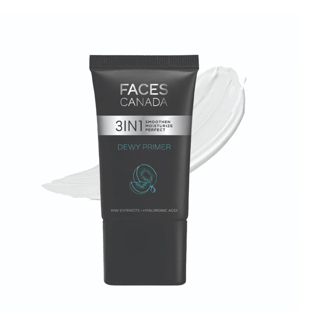 FACES CANADA Dewy Primer, 30g | Blurs Imperfections | Flawless Dewy Base | Lightweight Hydrating Creamy Texture | Smoothens & Moisturizes Skin | Hyaluronic Acid, Vitamin C & E | No Alcohol & Parabens
