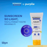 fb dermdoc sunscream - DermDoc All By Purplle Ultra Light Spf 30 Pa+++ Daily Glow Sunscreen (50Gm) | Sunblock | Lightweight | Non - Greasy | 0 White Cast - Looknstyle