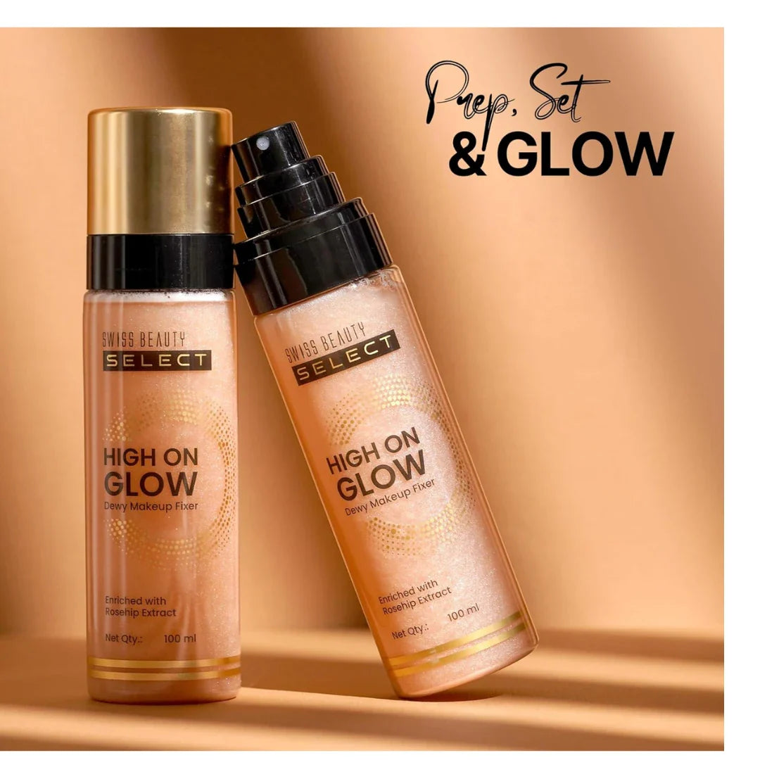 Swiss Beauty Select High on Glow Hydrating Fixer with glass-like glow | Non- Sticky & Quick Drying | 100ml