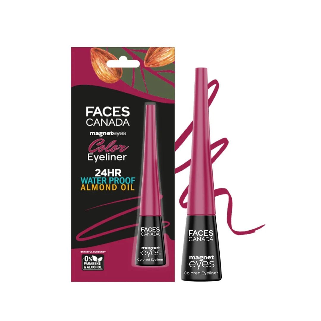 fcmagneteyes colour liner-2 burgundy - FACESCANADA Magneteyes Color Eyeliner Gel - Elegant Green,4 Ml|Glossy Finish|24Hr Long - Lasting|Waterproof|Smudgeproof|Precise Application|Intense Color Payoff|Almond Extract & Vitamin E - Looknstyle
