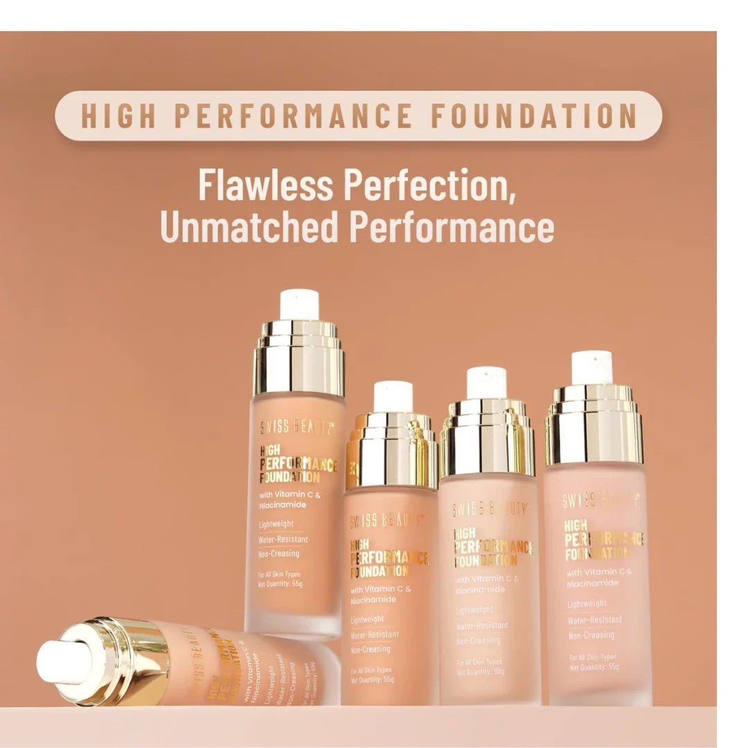 sbfoundation - Swiss Beauty High Performance Foundation | Water - Resistant | Medium To Buildable Coverage Liquid Dewy Finish | Lightweight | Easy To Blend | With Vitamin C & Niacinamide | 04 Natural Nude, 55G - Looknstyle