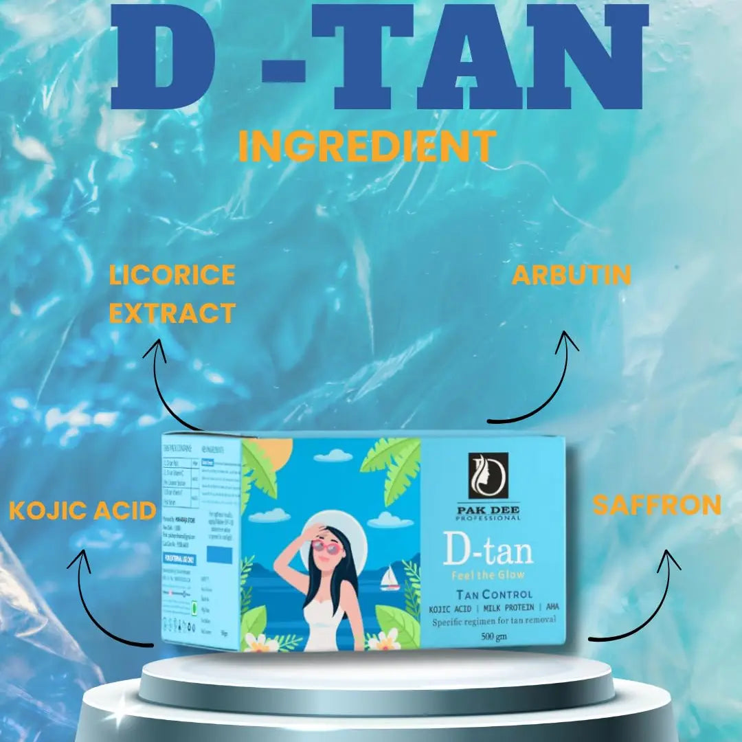 pak dee D Tan Feel The Glow Tan Control Kojic Acid Milk Protein AHA Specific Regimen For Tan Removal 500 Gm (D-tan 1)