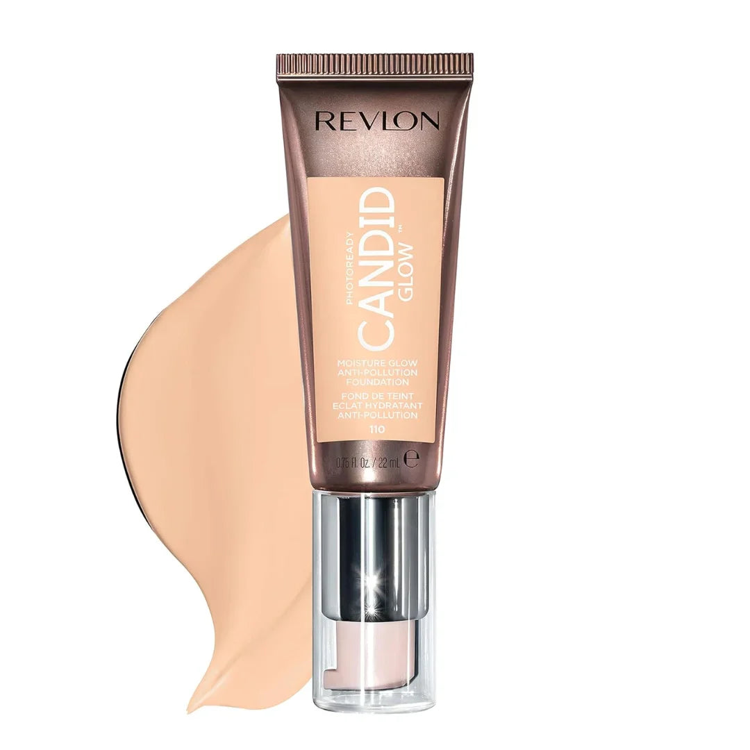 Revlon PhotoReady Candid Glow Moisture Glow Anti-Pollution Foundation with Vitamin E and Prickly Pear Oil, Anti-Blue Light Ingredients, without Parabens, Pthalates, and Fragrances, Porcelain, 0.75 oz