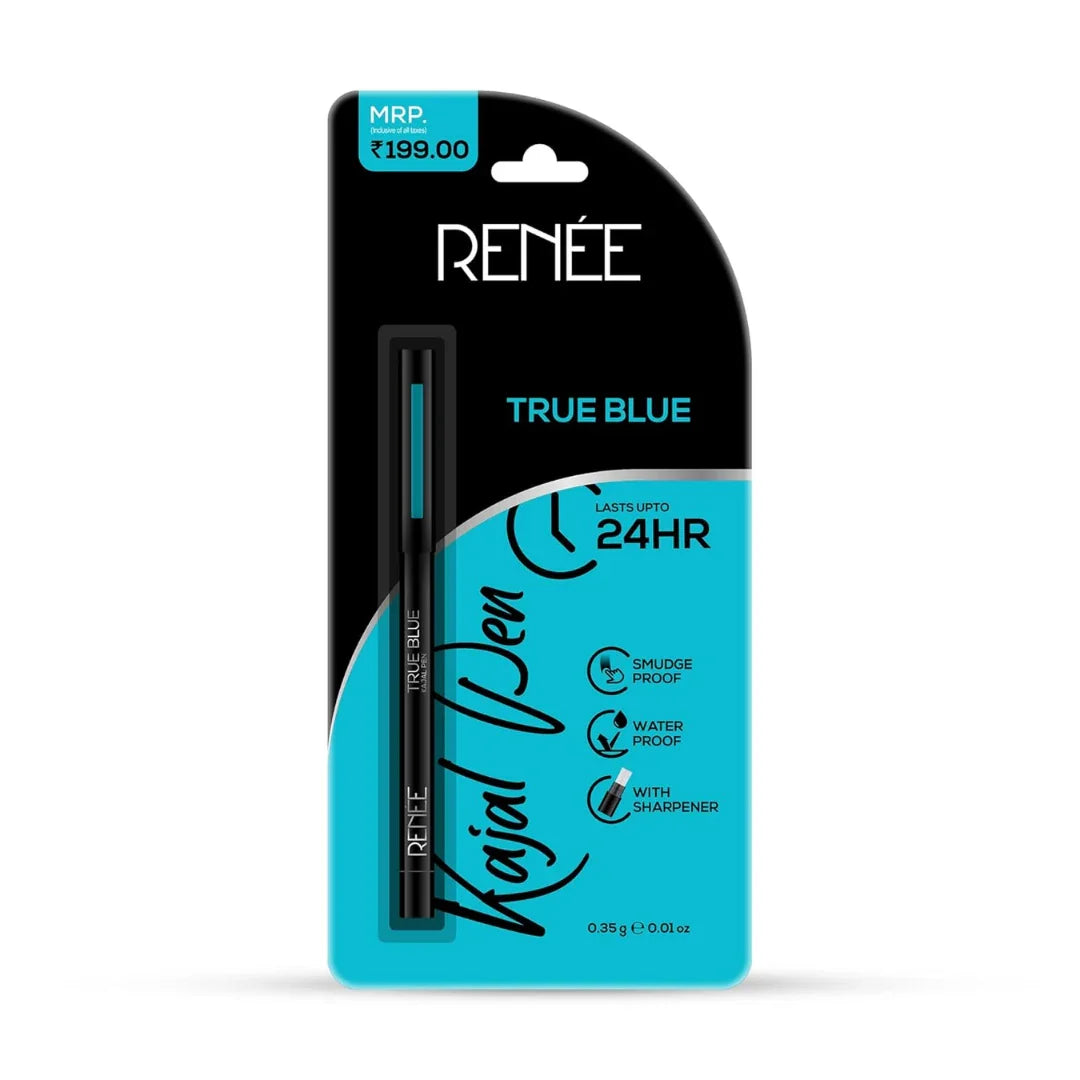 RENEE Kajal Pen with Sharpener - Stark White | 24 Hrs Stay | Long Lasting Kohl Pencil | Matte Finish | Rich Color Payoff | Smudge & Waterproof | One Swipe Application Formula | 0.35gm