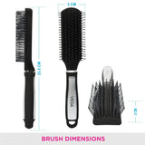 Vega Flat Brush with Black and Silver/Gold Colored Handle and Black Colored Brush Head E14-FB