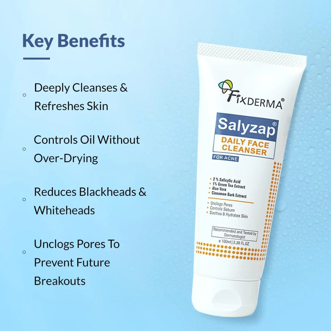 Fixderma 2% Salicylic Acid Face Wash for Oily Skin | Sulphate Free | Face Cleanser for Acne or Pimples | Acne Clearing Face Wash for Men & Women - 100ml