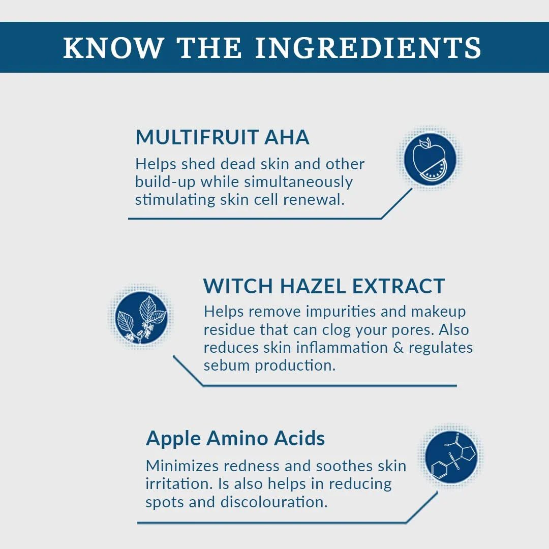 fixdermafacetoner - FCL Face Toner, minimizes enlarged pores, exfoliates impurities, refreshes the skin, reduces inflammation, controls oil production, imparts glowing skin, suitable for all skin types, 100ml - Looknstyle