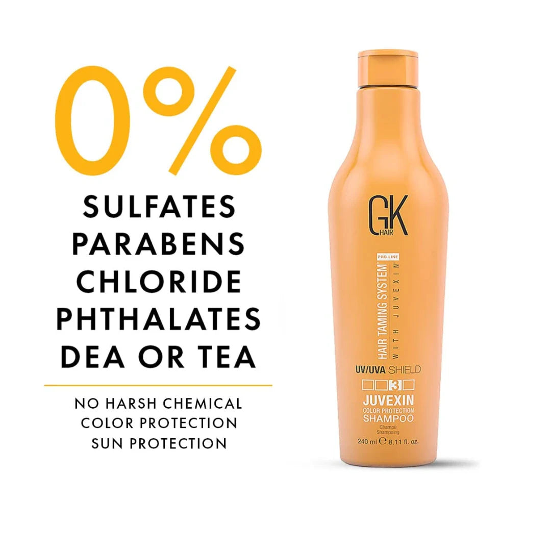 GK Hair Global Keratin UV Color Shield Shampoo 240 ml - Deep Cleansing Color & Sun Heat Protection For Color Treated Dry Damage Frizzy Hair - Sulfate And Paraben Free