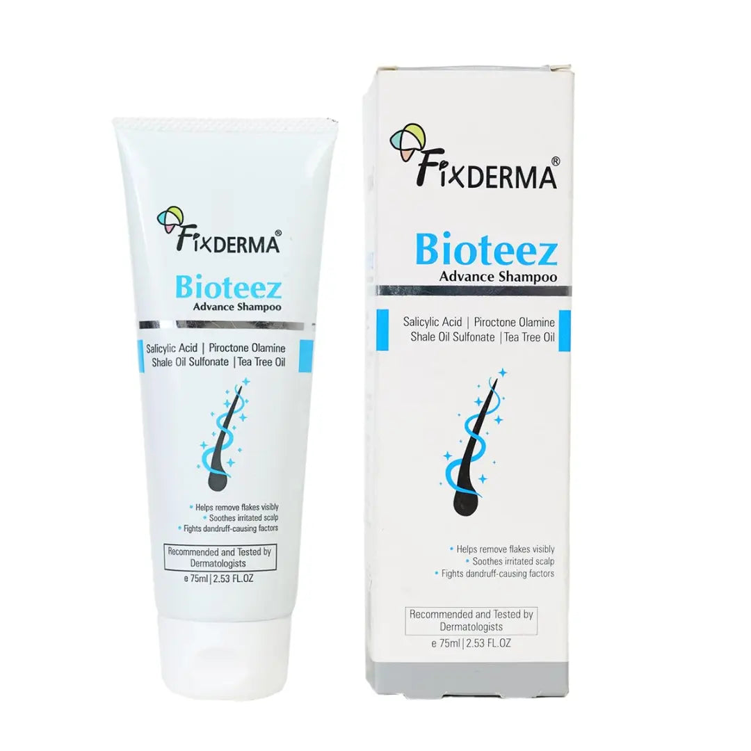 Fixderma Bioteez Advance Anti Dandruff Shampoo for Itchy & Psoriasis Scalp with Salicylic Acid| For Men & Women | Psoriasis Shampoo for Scalp - 75ml