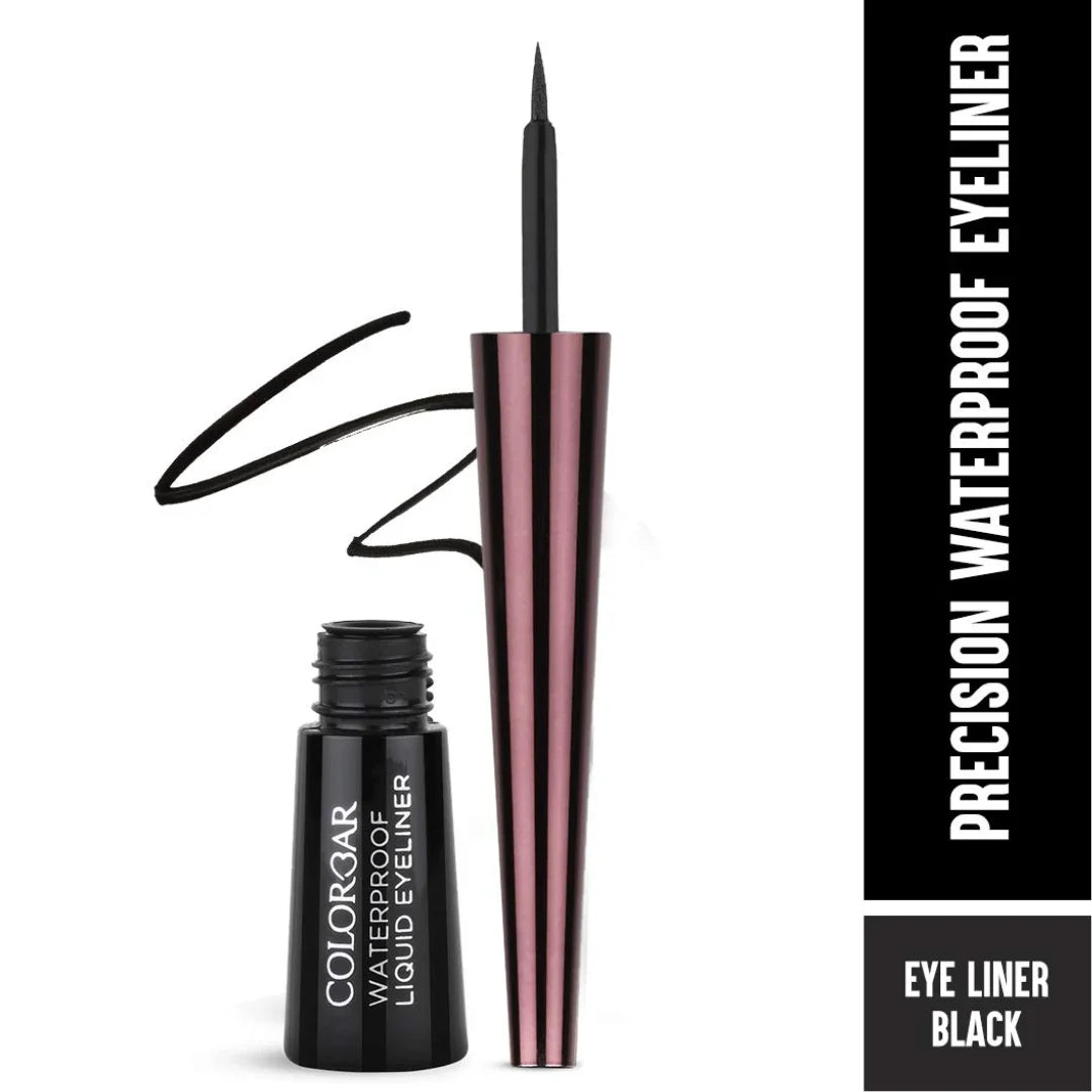 Colorbar Waterproof Opaque Liquid Eyeliner Opaque Finish - Black, 2.5ml |Smudge Proof| Long Lasting| Flexible Applicator.