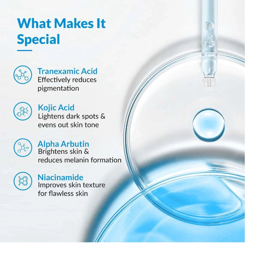 Fixderma Skarfix-TX Face Serum with 4% Kojic Acid, 4% Niacinamide Serum, 3% Tranexamic Acid & 2% Alpha Arbutin | Treats Hyper Pigmentation & Melasma | Reduce Acne Spots | brightening the Skin - 30Ml