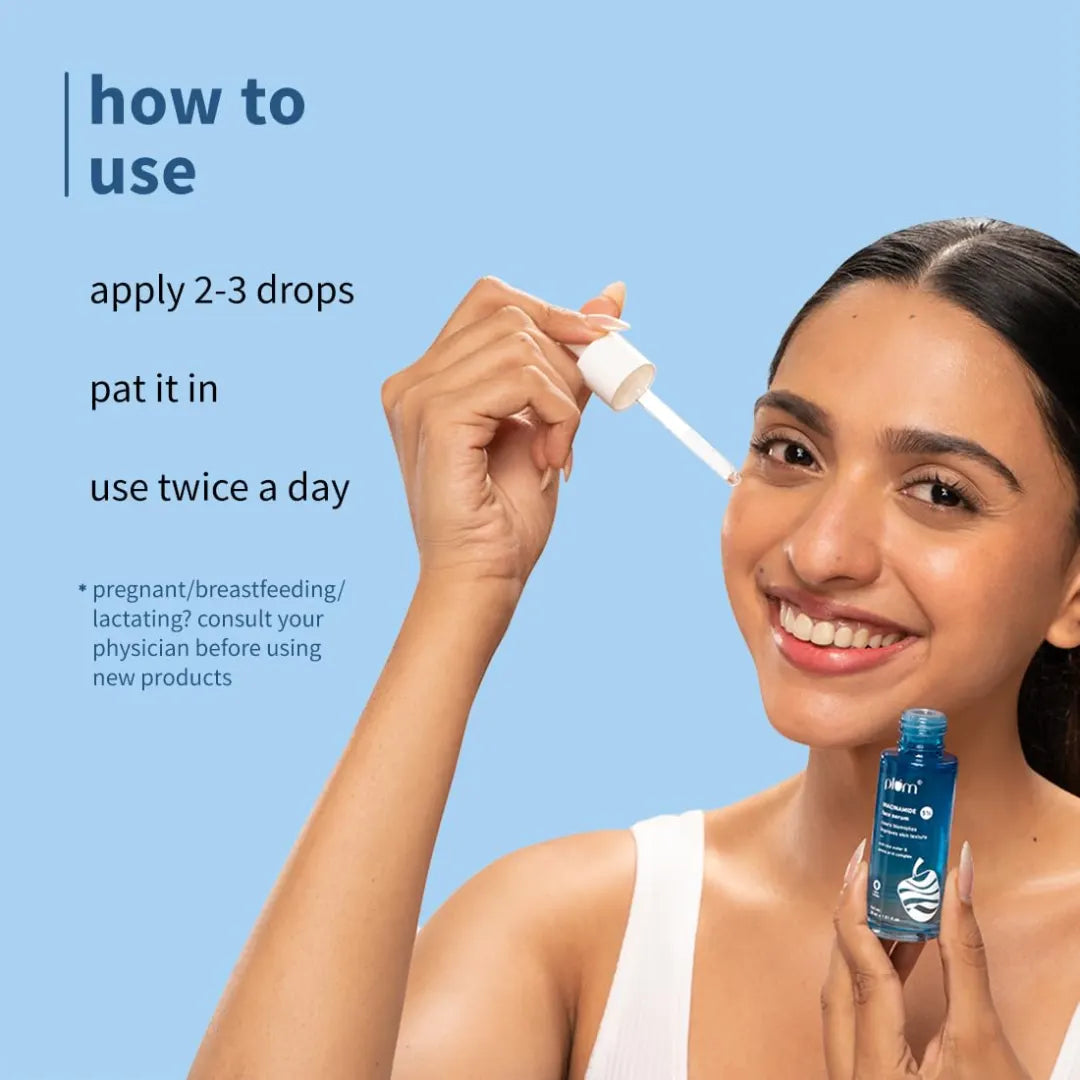 Plum 5% Niacinamide Face Serum for Clear & Bright Skin | with Rice Water | Provides Clear, Glowing & Brightening Skin | Lightweight & Beginner Friendly Serum for Women & Men | All Skin Types | 30ml