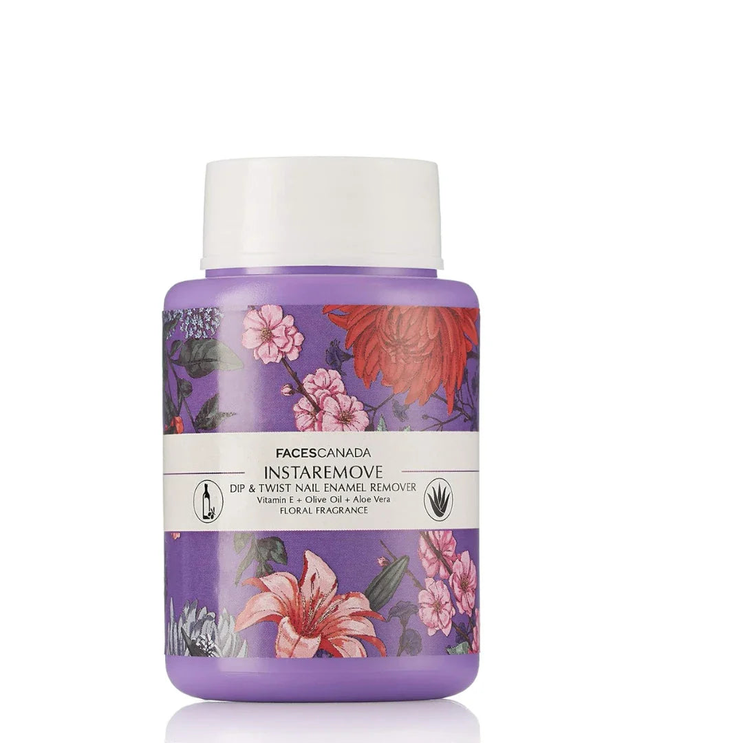 FACES CANADA InstaRemove Dip & Twist Nail Enamel Remover, 80 ml | Floral Fragrance | Vitamin E, Olive Oil, Aloe Vera | Nourishing Formula | Gentle Nail Polish Remover | Acetone Free | Cruelty Free
