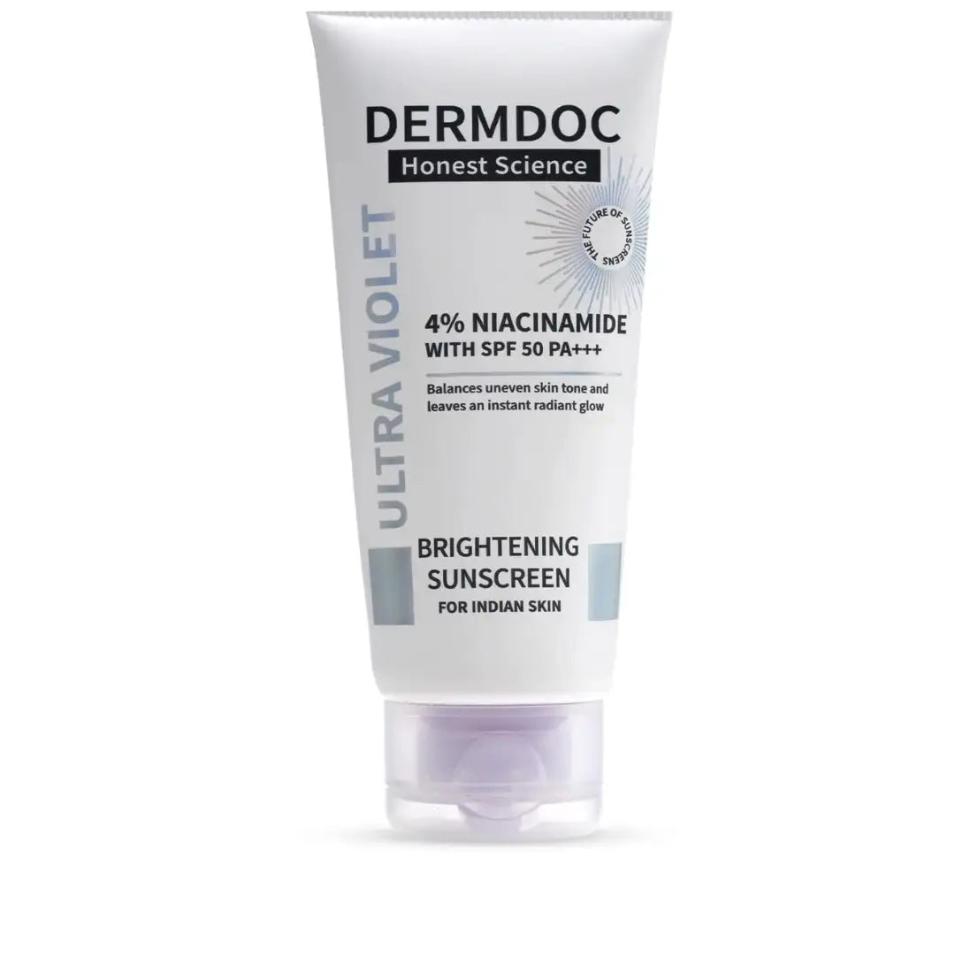 DERMDOC 4% Niacinamide Brightening Sunscreen with SPF 50 Sun Protection (60 gm) | Sunblock | Sunscreen for Oily Skin | PA +++ | UV Protection | Shine Free Formula
