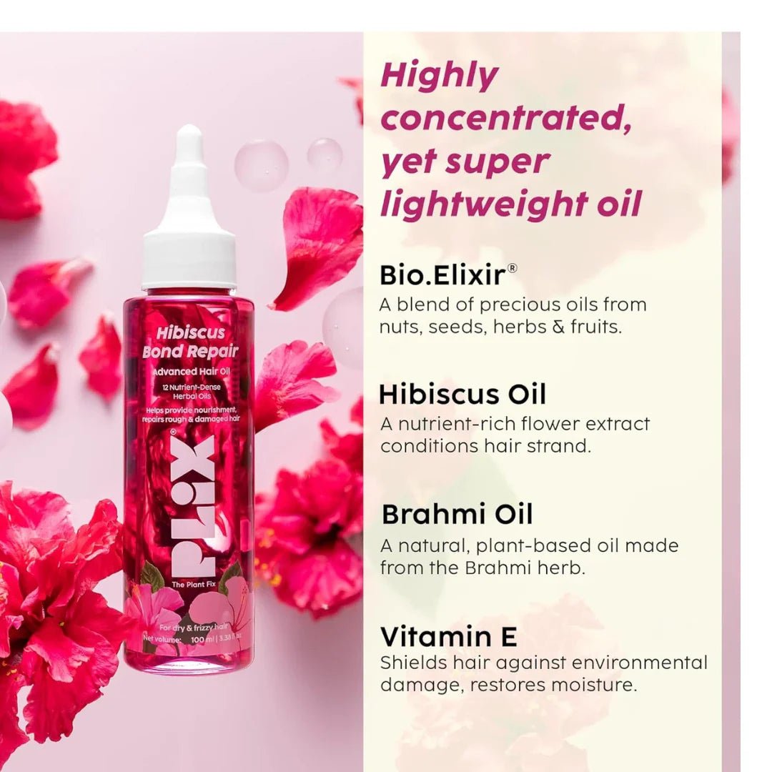 pxhroil - PLIX - THE PLANT FIX Hibiscus Bond Repair Advanced Hair Oil for Damaged Hair - 100ml | Repairs Damaged Hair Due To Heat Styling | Restores Strength & Reduces Breakage - Looknstyle