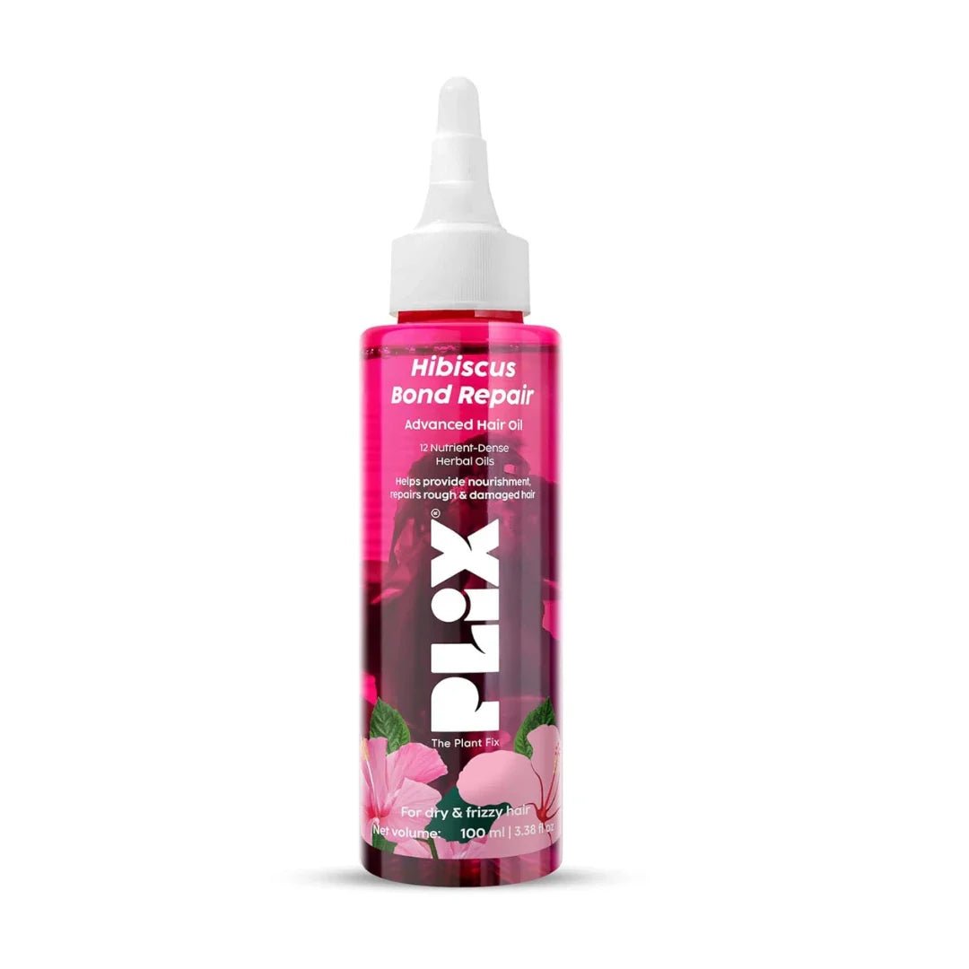pxhroil - PLIX - THE PLANT FIX Hibiscus Bond Repair Advanced Hair Oil for Damaged Hair - 100ml | Repairs Damaged Hair Due To Heat Styling | Restores Strength & Reduces Breakage - Looknstyle